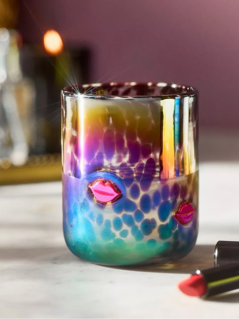 Anthropologie Marquee Icon Juice Glass Lips